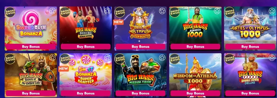 Browse bonus buy slots.